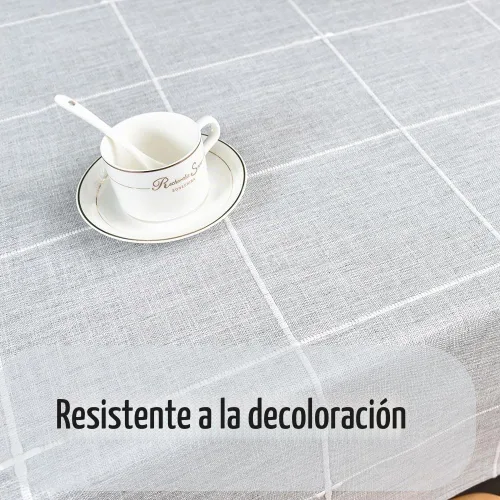 Vista 3 de Mantel de Algodón Resistente para Mesa Cuadrada Estilo Granja Vintage Mantel Lavable Cobertura de Mesa Rústica (Gris, 52''x52'')