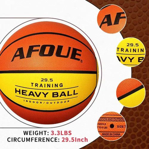 Vista 6 de Quality Faux Leather Heavy Training Basketball 29.5/28.5" Size 7/6 Color de moda amarillo naranja