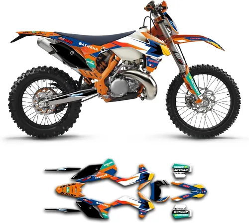 Vista 25 de Kit de calcomanías personalizadas para 125 200 250 300 350 450 500 EXC EXC-F XCW XC-W XCF-W 2014 2015, negro y azul, KTEXCW1416001-KR