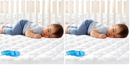 Vista 7 de Sábana impermeable para Pack 'n Play acolchada, protector de sábana de 39 x 27 pulgadas, compatible con colchones para bebés plegables y cunas