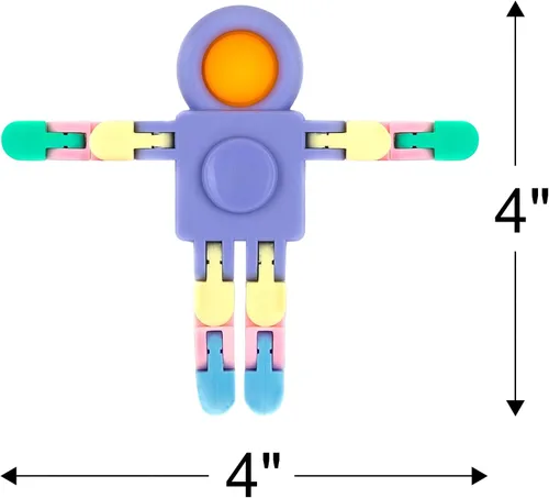 Vista 3 de ArtCreativity Robot Fidget Spinner Pop It 3 en 1 (juego de 12), juguetes para ansiedad transformador a granel para juegos sensoriales, funciona como