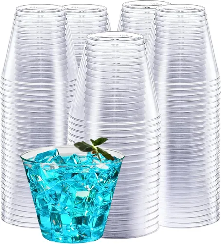 Vista 6 de Green Direct Vasos de plástico duro transparente de 7 onzas – Vasos desechables de plástico resistente para bodas, cócteles y bares – Vasos