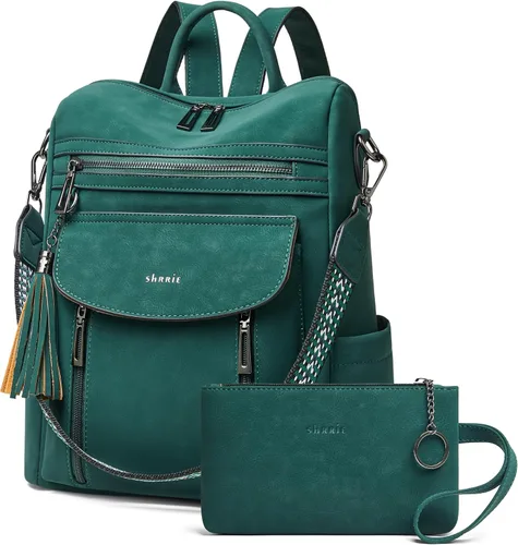 Vista 11 de Shrrie - Mochila de cuero para mujer, bolso de moda, mochila de cuero para mujer, mochila de viaje de diseñador, bolso de hombro convertible
