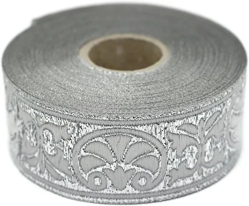 Vista 5 de Carrete de 11 yardas 1.37 pulgadas palmeras negro y dorado Jacquard cinta tapicería tela costura adornos suministros DIY 35058