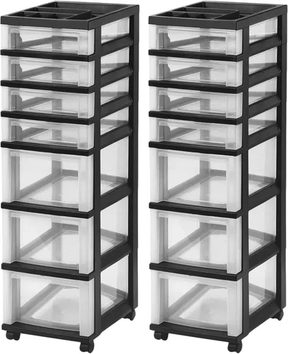 Vista 15 de IRIS USA Organizador de almacenamiento con cajones de plástico, carrito rodante, con ruedas giratorias, 3 cajones, para aula, suministros de arte