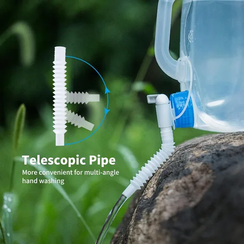 Vista 5 de Contenedor de agua plegable con espita y ventilación, jarra de almacenamiento de agua de 5.3 galones sin BPA, transportador de agua portátil