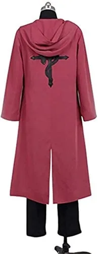 Vista 2 de Fullmetal Alchemist - Disfraz de Halloween de Edward Elric Cosplay rojo traje completo (hombre M)