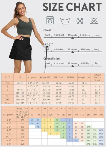 Vista 7 de Hiverlay Women's Skorts Skirts Hiking Cargo Skirt with Biker Shorts Zip Pockets Outdoor Hiking Athletic Tennis