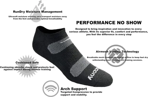 Vista 5 de Saucony Men's Multi-Pack Mesh Ventilating Comfort Fit Performance No-Show Socks