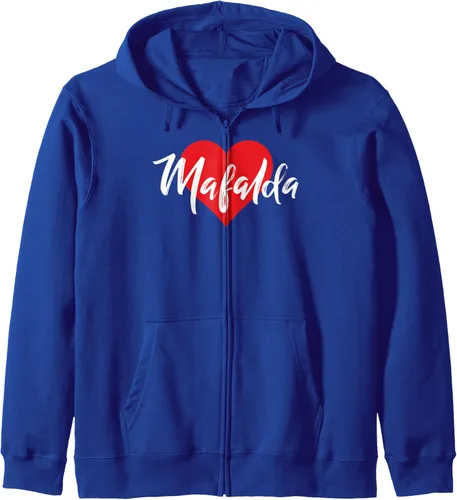 Vista 3 de I Love Mafalda First Name Camiseta I Heart Named Sudadera con capucha y cremallera, Negro