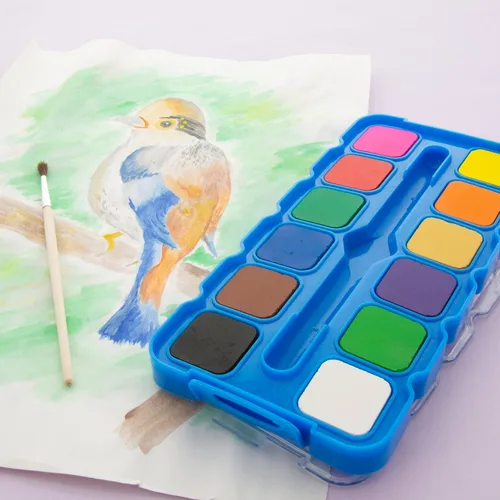 Vista 7 de BAZIC - Acuarela con paleta de pincel y mezcla, juego de pintura no tóxica de 12 colores, para suministros de arte divertidos para pasatiempos