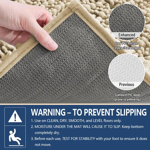 Vista 5 de Arotive - Alfombra de baño de lujo de chenilla, extra suave, gruesa, absorbente, esponjosa, antideslizante, se puede lavar y secar a máquina