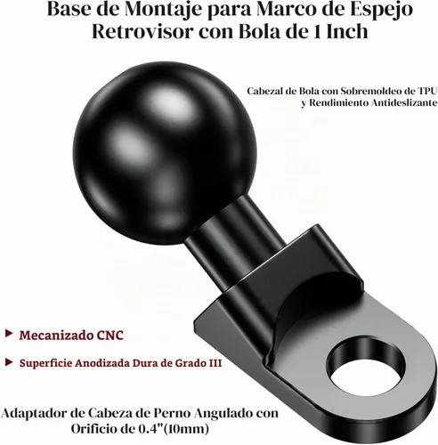 Vista 2 de BRCOVAN - Base de montaje de bola de aleación de aluminio de 1 pulgada con orificio de montaje de 0.57 pulgadas, base de bola adaptadora de cabeza