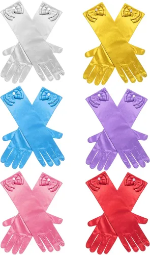 Vista 8 de Zhanmai 6 pares de guantes de satén de princesa, guantes largos formales para fiestas