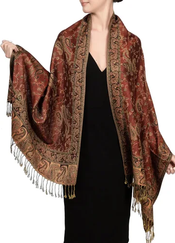 Vista 8 de Achillea Bufanda reversible de pashmina con estampado paisley – Chales y envolturas indios exóticos para vestidos de noche, festivales, todas