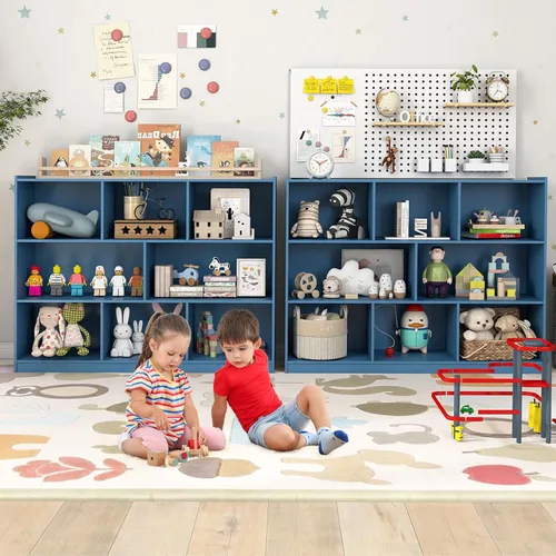 Vista 4 de HONEY JOY Organizador de almacenamiento de juguetes para niños, estante de almacenamiento de 8 secciones para preescolar, organizador de estante