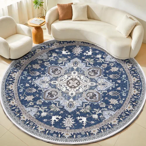 Vista 133 de OPPODREAM Alfombras suaves, pequeñas y lavables con parte trasera antideslizante, alfombra de cachemira sintética de pelo bajo, 2 x 3 pies, azul