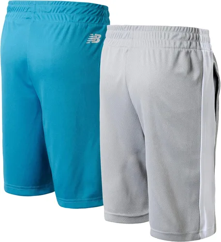 Vista 2 de New Balance Pantalones cortos activos para niños paquete de 2 pantalones cortos de baloncesto de malla atlética niño pequeñoniño grande