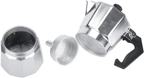 Vista 7 de Olla de moca, aluminio clásico de café expreso, estufa Moka Pot uso de oficina en casa 100ML 2 tazas