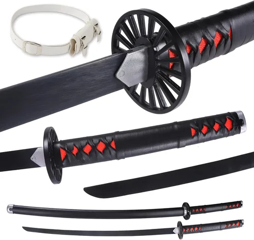 Vista 12 de Bowen Demon Slayer - Espada de metal real, Katana de 40.5 pulgadas, espada samurái de acero al carbono, textura original de anime para cosplay