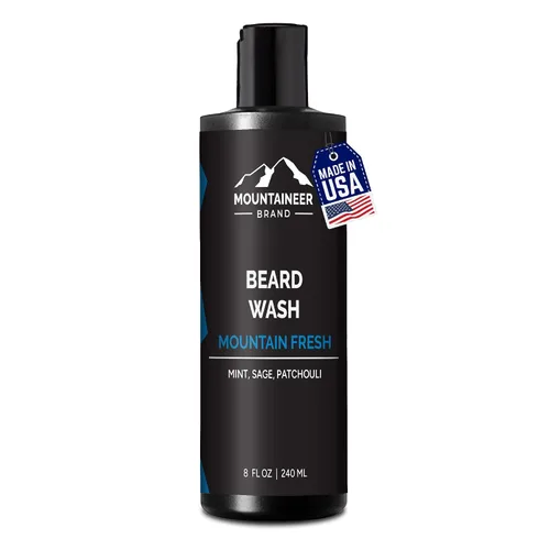 Vista 7 de Mountaineer Brand Lavado de barba para hombres Champú para barba 100% natural Espuma suavizante de limpieza gruesa para cabello y piel Hidrata