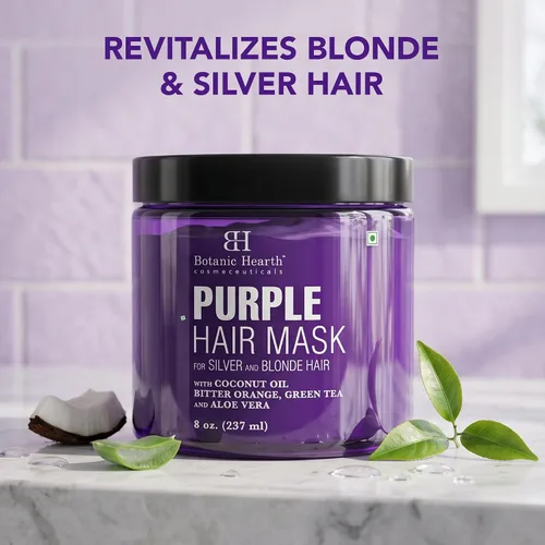 Vista 5 de Botanic Hearth Mascarilla morada para el cabello, para cabello rubio, plateado y gris, sin sulfatos ni parabenos, 8 onzas líquidas