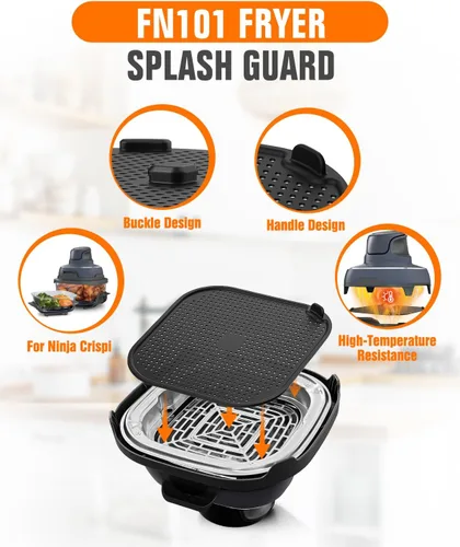 Vista 4 de 2 Piezas Salvamanteles de Silicona para Freidora de Aire y Protector contra Salpicaduras para Ninja Crispi, Alfombrilla Resistente al Calor