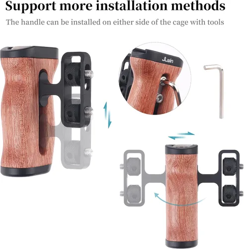 Vista 3 de Fotga Mango lateral de madera con 1/4 "-20 agujeros de montaje Cold Shoe para cámara de video DSLR sin espejo, jaula de micrófono llave incorporada