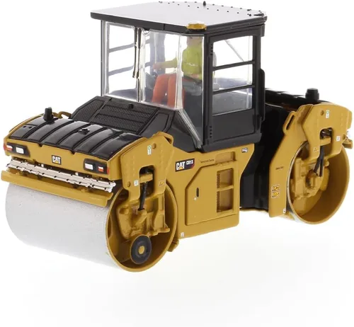 Vista 2 de Diecast Masters Compactador vibratorio Caterpillar CB-13 a escala 1:50 con cabina cerrada Camiones Cat Series High Line y equipos de construcción