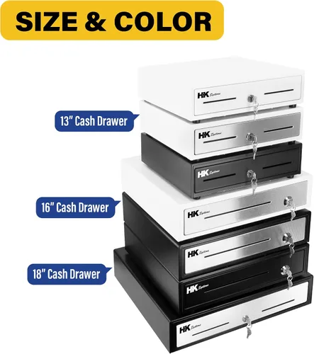 Vista 9 de HK SYSTEMS Cajón de efectivo negro resistente frontal de 16 pulgadas "acero inoxidable" con 5Bill/5Coin