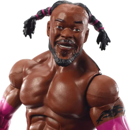 Vista 2 de WWE Kofi Kingston Elite Collection Wrestlemania 35 Figura de acción con articulación de lujo, detalles realistas, equipo de anillo auténtico, manos