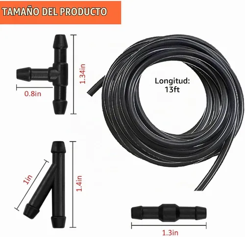 Vista 2 de Manguera universal de líquido de lavadora de 13 pies con 30 conectores de manguera, kit de manguera para limpiaparabrisas de automóvil