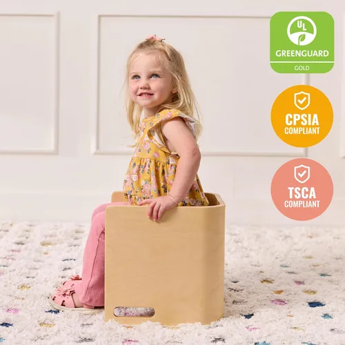 Vista 6 de ECR4Kids Silla cúbica multiusos de madera curvada, muebles para niños, natural