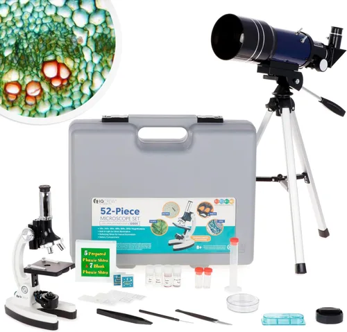Vista 8 de AmScope-Kids M30-ABS-KT2-W Kit de microscopio con brazo de metal y base, 6 aumentos desde 20x a 1200x, incluye 52 piezas de accesorios y estuche