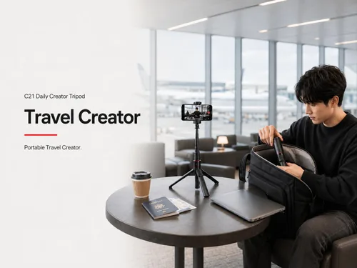 Vista 4 de Minimal Creator - Trípode para iPhone, compacto de 53 pulgadas Compact phone tripod with Bluetooth remote for everyday vlogging, café workspace