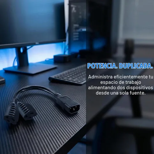 Vista 7 de Cable divisor de potencia IEC 320 C14 a doble 5-15R de 1 pie/0,32 M