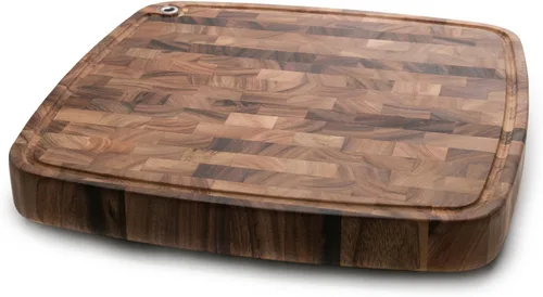Vista 9 de Ironwood Gourmet Carolina - Tabla de cortar de madera de acacia, tabla de cortar de bloque de carnicero de grano final de 14 pulgadas con canal