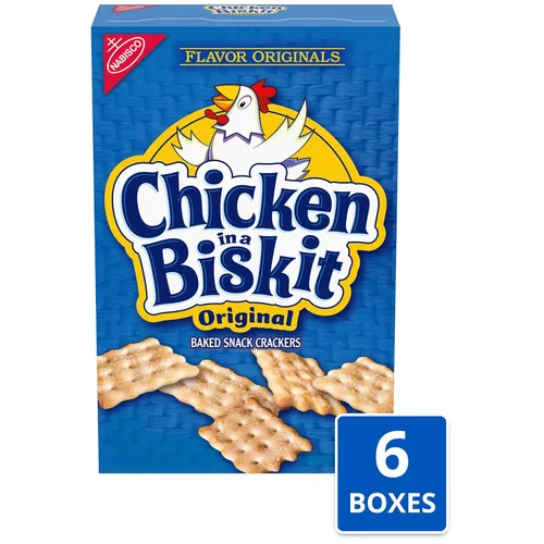 Vista 4 de Chicken in a Biskit Galletas horneadas originales, aperitivos a granel, 6 cajas de 7.5 onzas