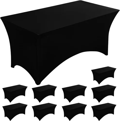 Vista 30 de Fixwal Paquete de 6 Manteles de Mesa Rectangulares, Cubierta de Mesa de 6 Pies, Mantel Blanco Rectangular Ajustado Elástico Rectangular, Cubierta