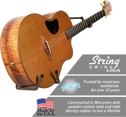 Vista 2 de String Swing Soporte de guitarra horizontal para instrumentos de cuerpo ancho - 3" Slatwall