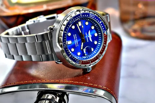 Vista 2 de TIME WARRIOR Wave Runner by DA movimiento de cuarzo correa de acero inoxidable reloj Pro Diver edición limitada