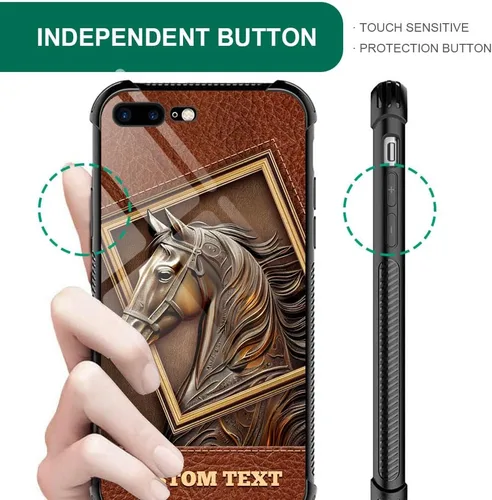Vista 3 de ZHEGAILIAN Funda compatible con iPhone 8 Plus, funda con texto personalizado de caballo para iPhone 7 Plus, diseño personalizado de tu texto, funda