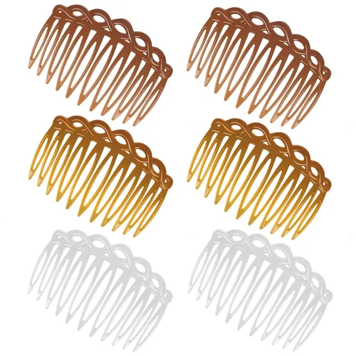 Vista 12 de COMNICO Juego de 6 peines laterales franceses para mujer, juego de accesorios de peine de pelo de plástico, pinzas decorativas para el cabello