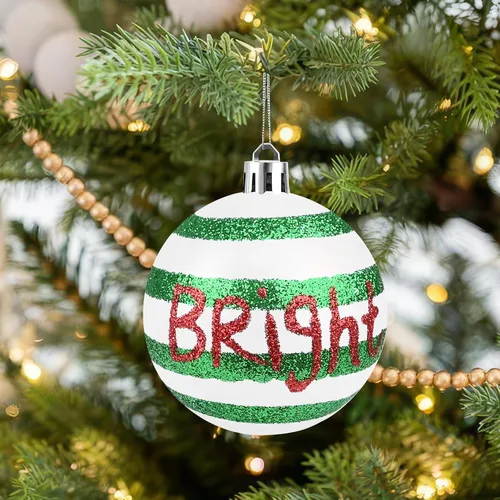 Vista 4 de 16 piezas de esferas decorativas de Navidad - Adornos de bolas rojas, verdes y blancas de 2.36", decoración navideña irrompible para árbol