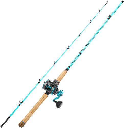 Vista 2 de Sougayilang Inshore Fishing Rod Combo with Line Counter Fishing Reel Suitable for Catfish, Salmon/Steelhead, Striper Bass Fishing