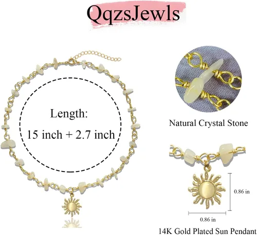 Vista 7 de Collar de piedras preciosas coloridas con cuentas para mujer, cristal curativo natural y piedra bohemia, gargantilla de verano, linda gargantilla