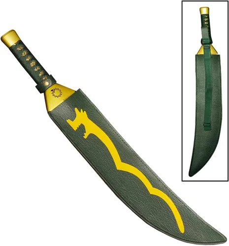 Vista 7 de Meliodas Lostvayne - Espada de demonio de 28.7 pulgadas, espadas de acero al carbono para cosplay de anime, verde