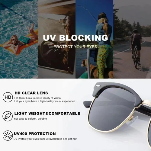 Vista 6 de Sunglasses MenMens Polarized Sunglasses for Men Women,Classic Semi-Rimless Sun Glasses