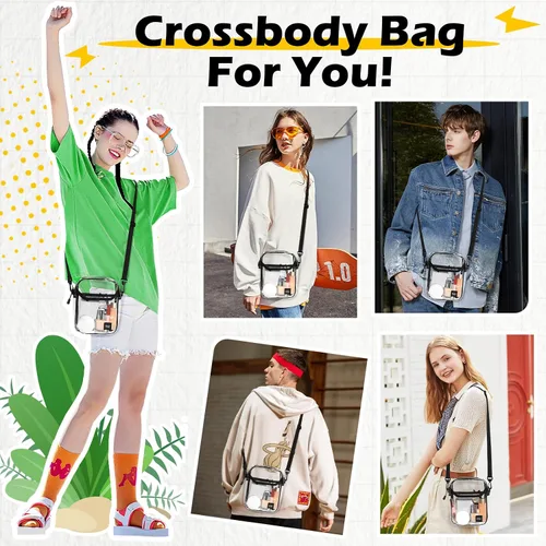 Vista 2 de SEAFEW Clear Mini Crossbody Bag Shoulder Bag for Men, Small Messenger Satchel Bag for Women
