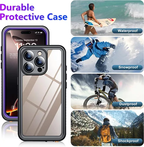 Vista 47 de Temdan - Funda impermeable diseñada para iPhone 12, protector de pantalla y cámara integrado IP68 bajo el agua, cuerpo completo, a prueba de caídas
